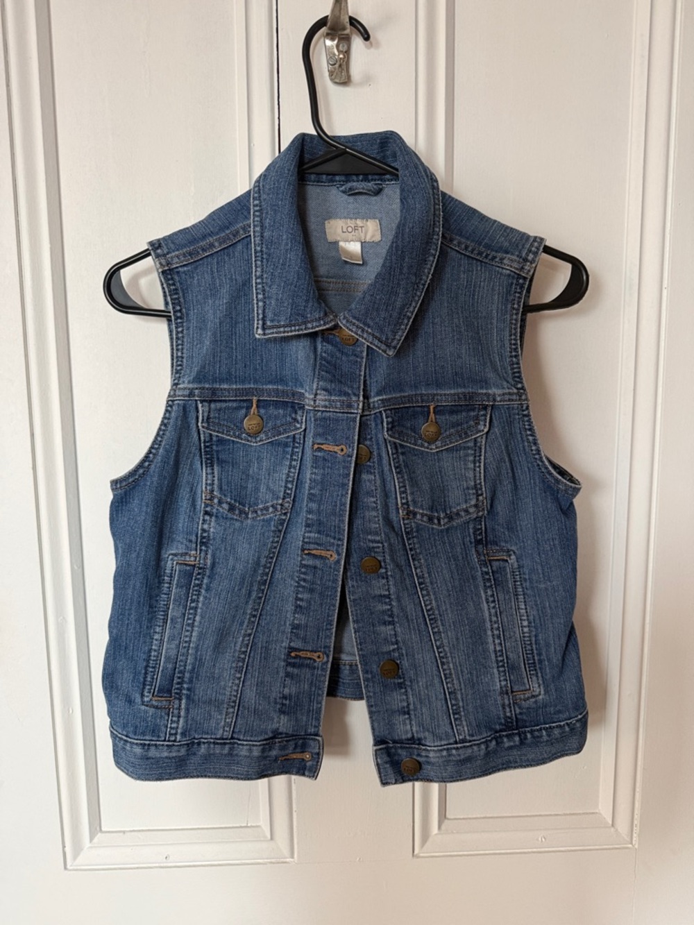 LOFT Blue Denim Sleeveless Vest